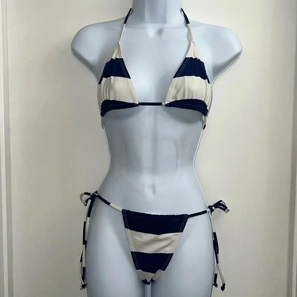 Sherrylo Blue Stripe Bikini - Size M